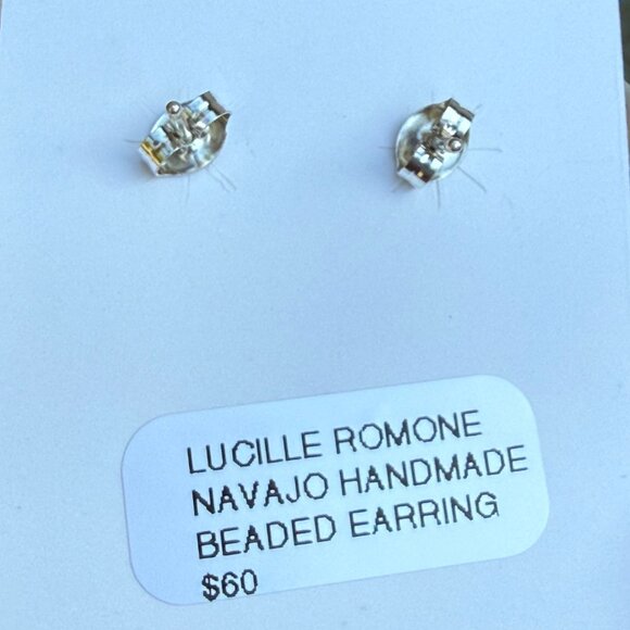 Native American Navajo Handmade Beaded Hoop Sterling Silver Earrings LR New gift - Picture 3 of 7